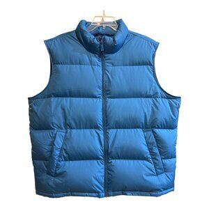 Land's End Blue Down Blend Full Zip 2-Pocket Puffer Vest Jacket Men's 2XL 50-52